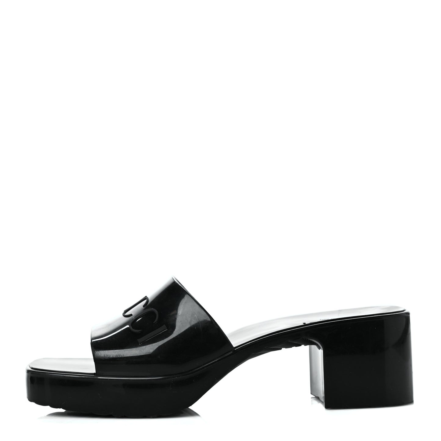 Rubber Gucci Logo Womens Platform 20/60mm Slide Sandals 37 Black