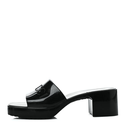Gucci Rubber Gucci Logo Womens Platform 20/60mm Slide Sandals 37 Black 1 of 9