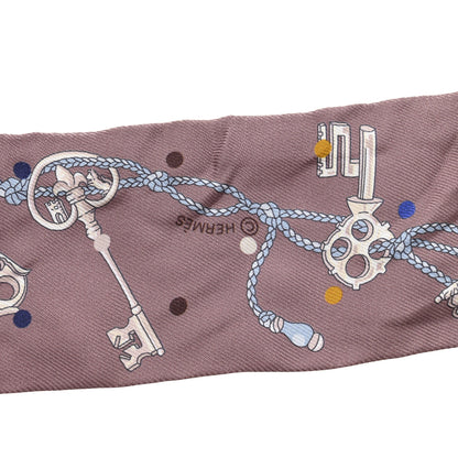Hermes Silk Les Cles A Pois Twilly Marron Glace Gris 4 of 4