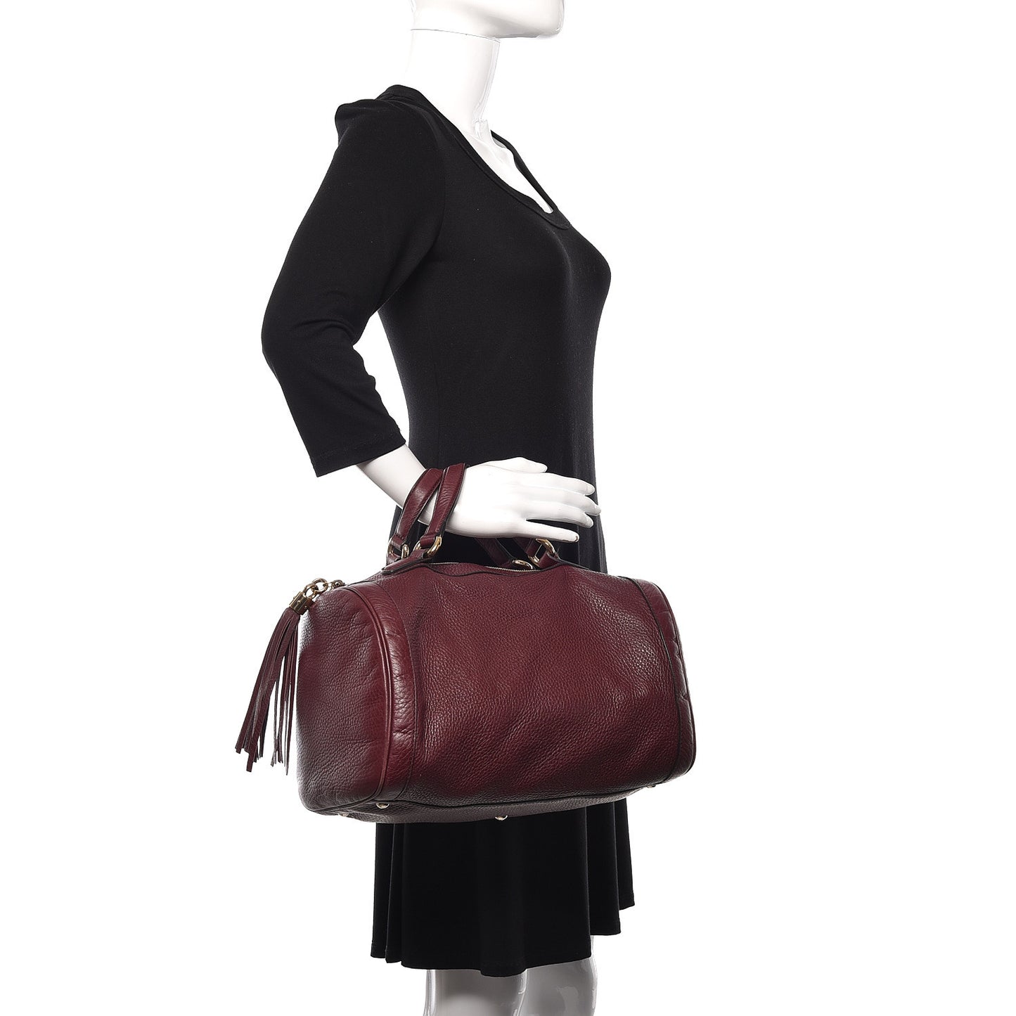 Pebbled Calfskin Medium Soho Boston Burgundy