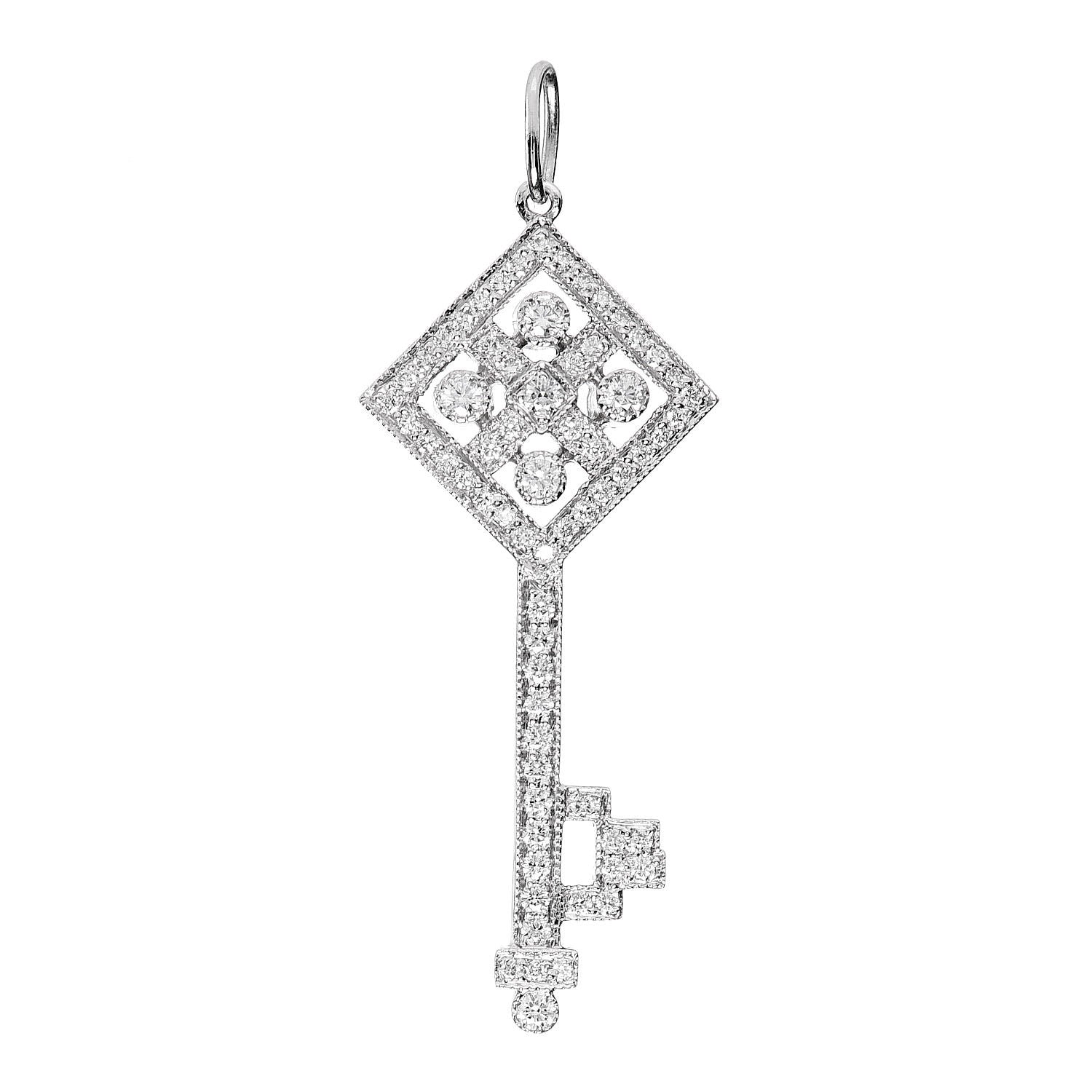 Tiffany Platinum Diamond Small Checkerboard Key Pendant 1 of 3