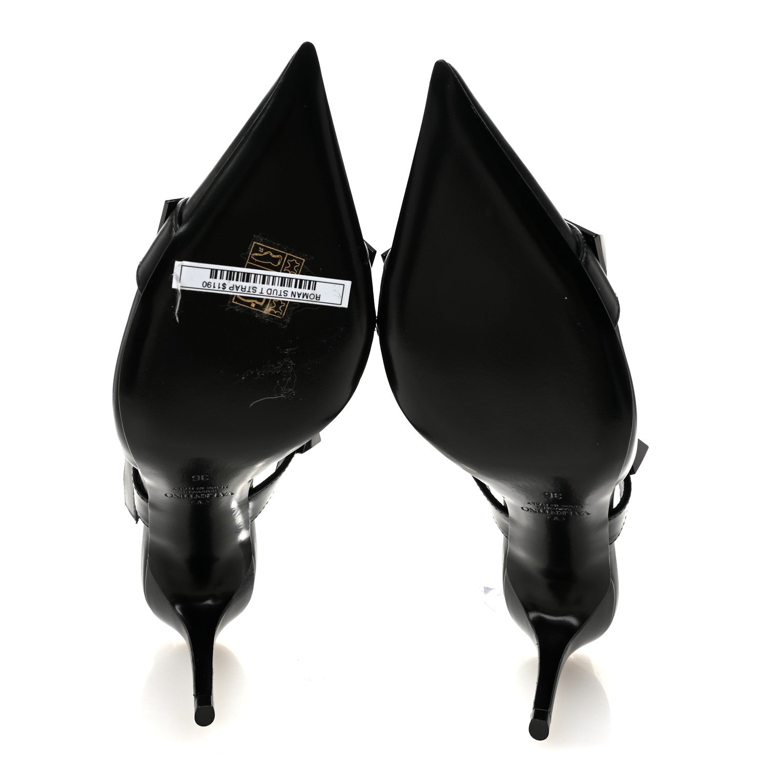 Valentino Garavani Calfskin Monochrome Roman Stud Ankle Strap 80mm Pumps 36 Black 5 of 9