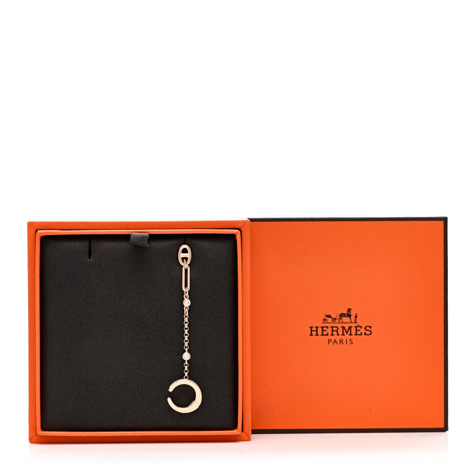 Hermes 18K Rose Gold Diamond Chaine d'ancre Chaos Right Earring 5 of 5
