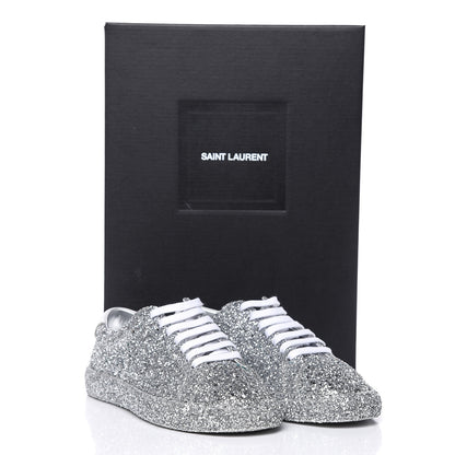 Saint Laurent Calfskin Crystal Glitter Andy Sneakers 37.5 Silver 8 of 8
