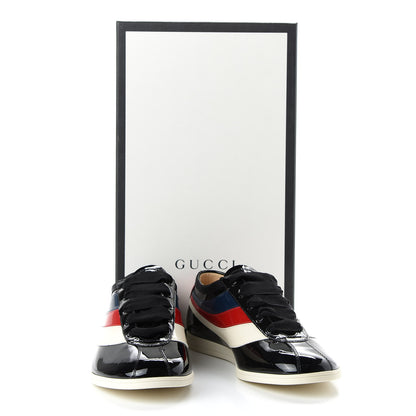 Gucci Patent Calfskin Mens Web Falacer Sneakers 8.5 Black 10 of 10