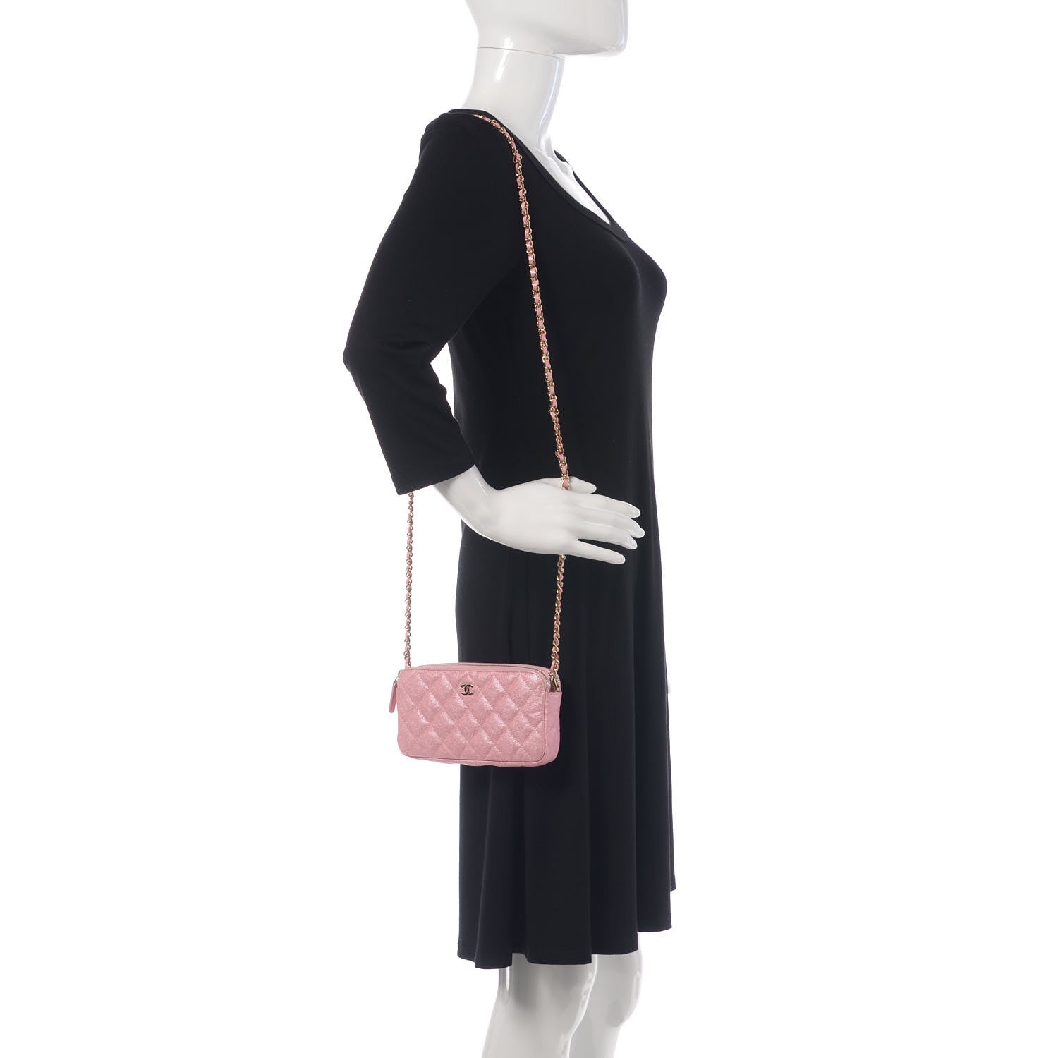 Chanel Iridescent Caviar Quilted Small Clutch With Chain Pink 3 of 22