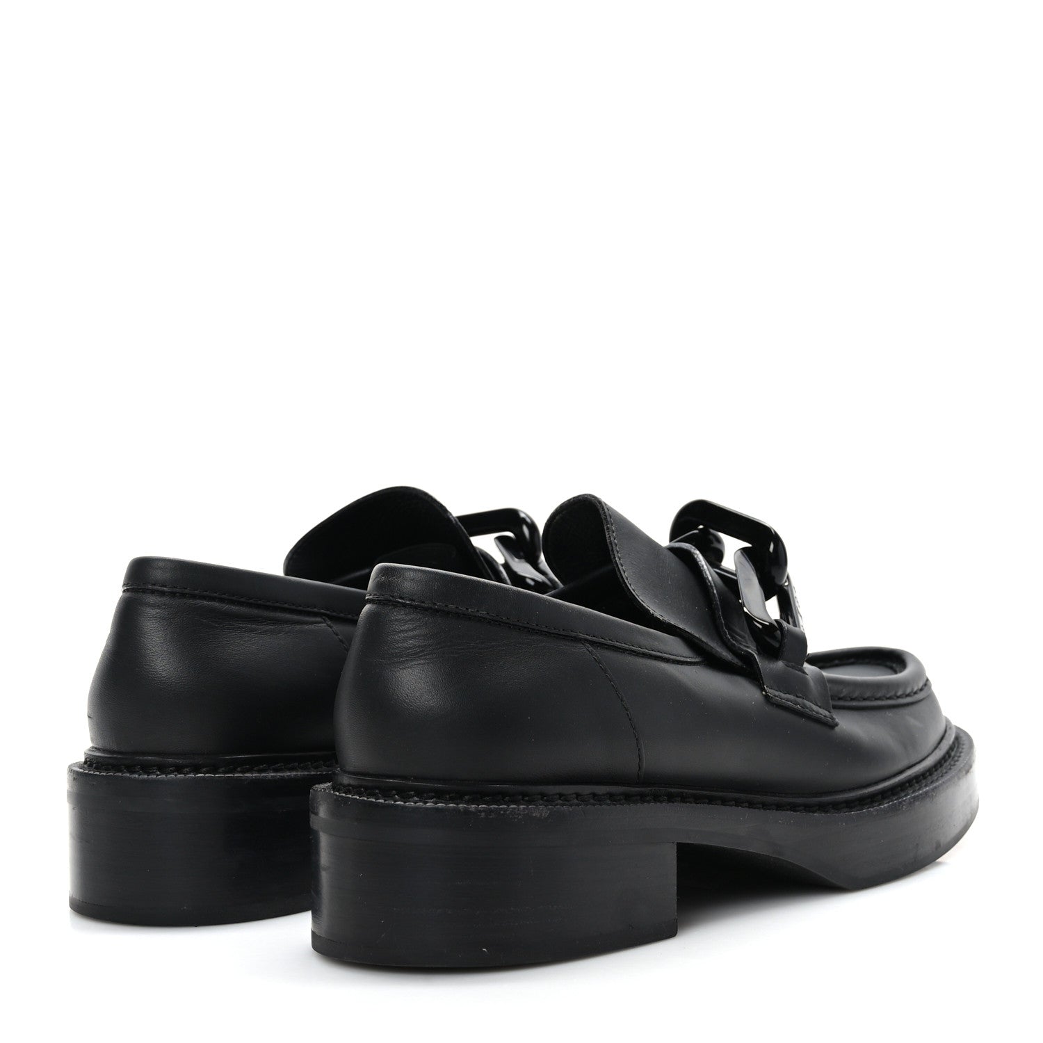 Louis Vuitton Calfskin Oversized Chain Academy Loafers 38.5 Black 4 of 7