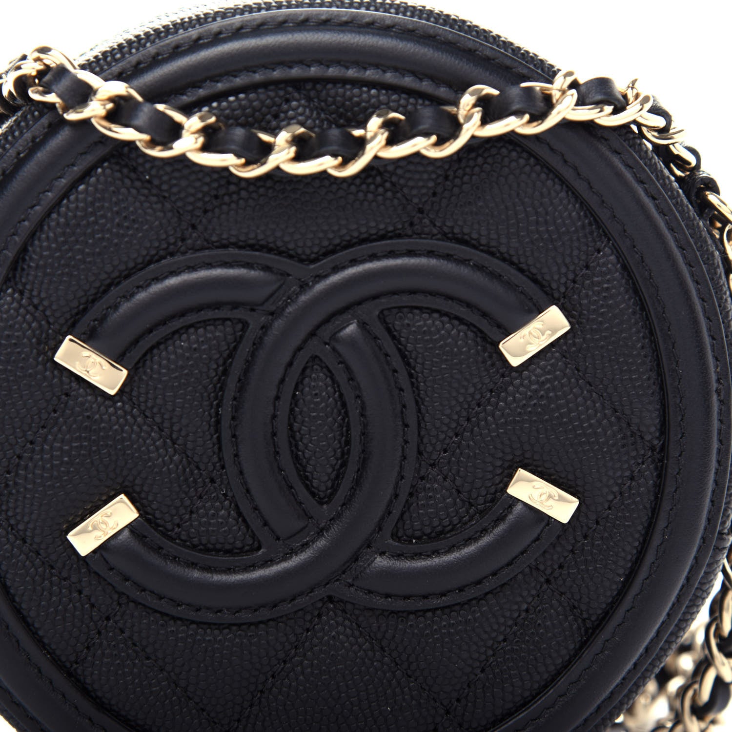 Chanel Caviar Quilted Round Filigree Crossbody Black 10 of 11