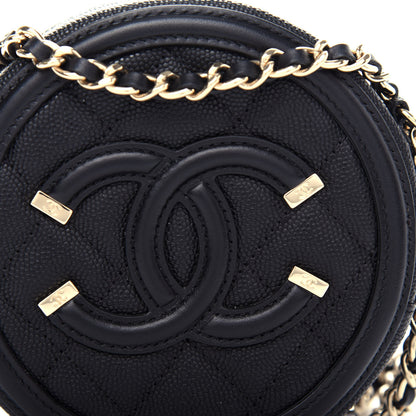 Chanel Caviar Quilted Round Filigree Crossbody Black 10 of 11