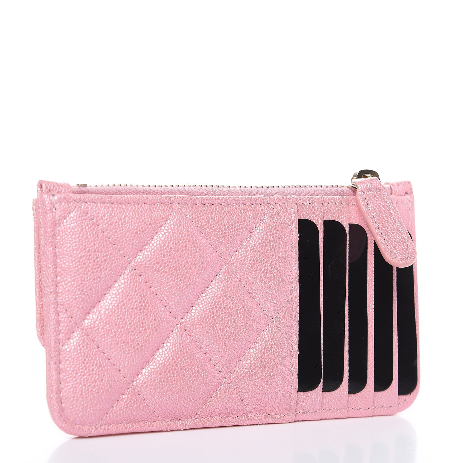Chanel Iridescent Caviar Quilted Flap Zip Card Holder Pink 3 of 8