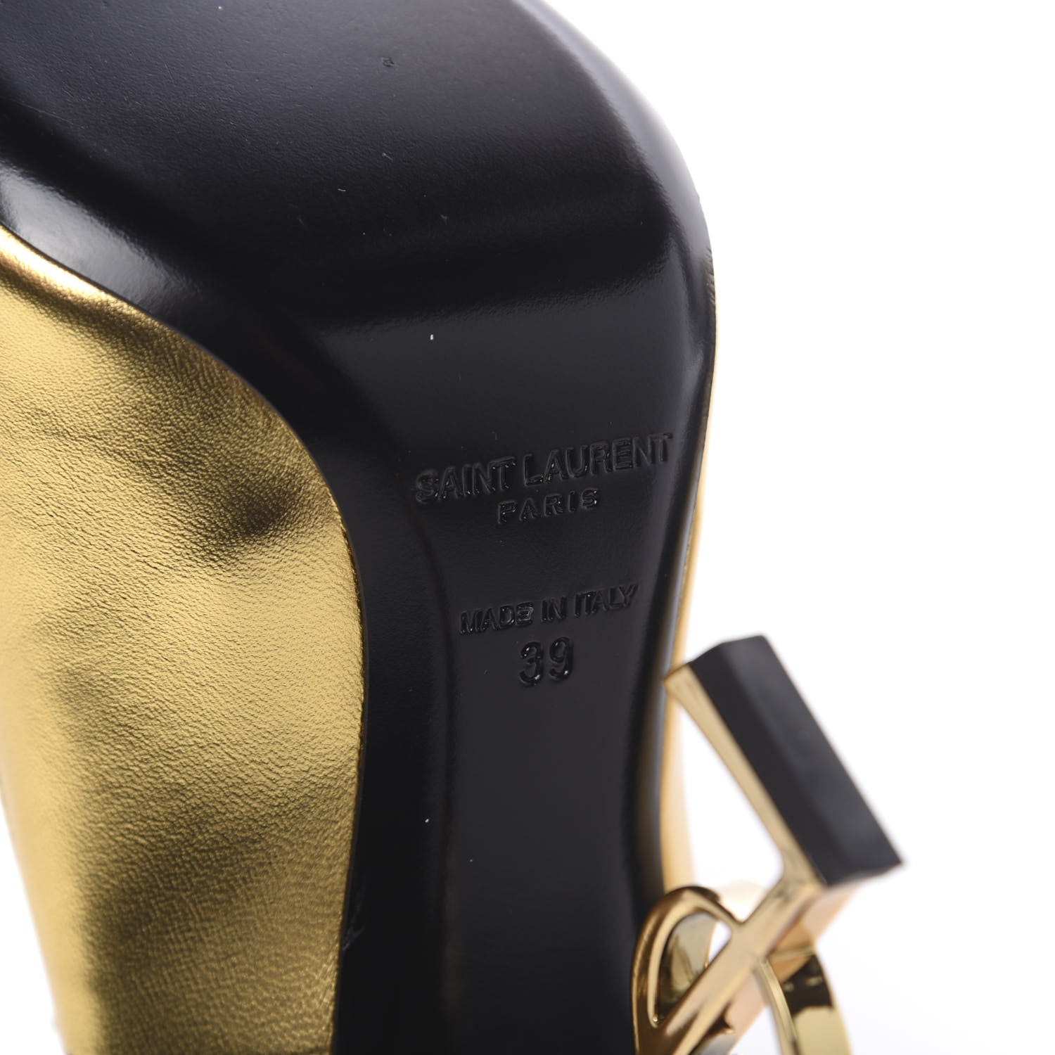 Saint Laurent Calfskin Opyum 100 Pumps 39 Gold 8 of 9