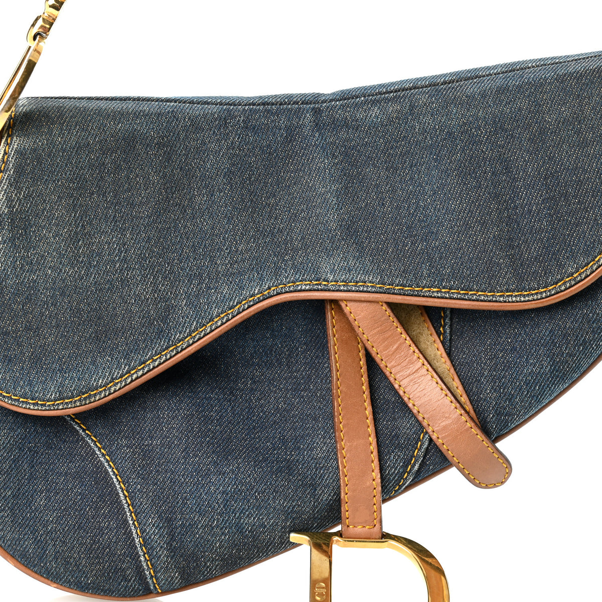 Denim Calfskin Saddle Bag Blue