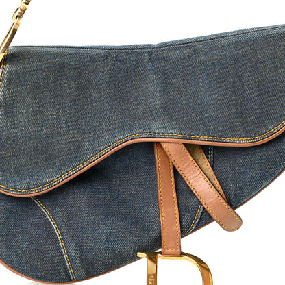 Christian Dior Denim Calfskin Saddle Bag Blue 7 of 10