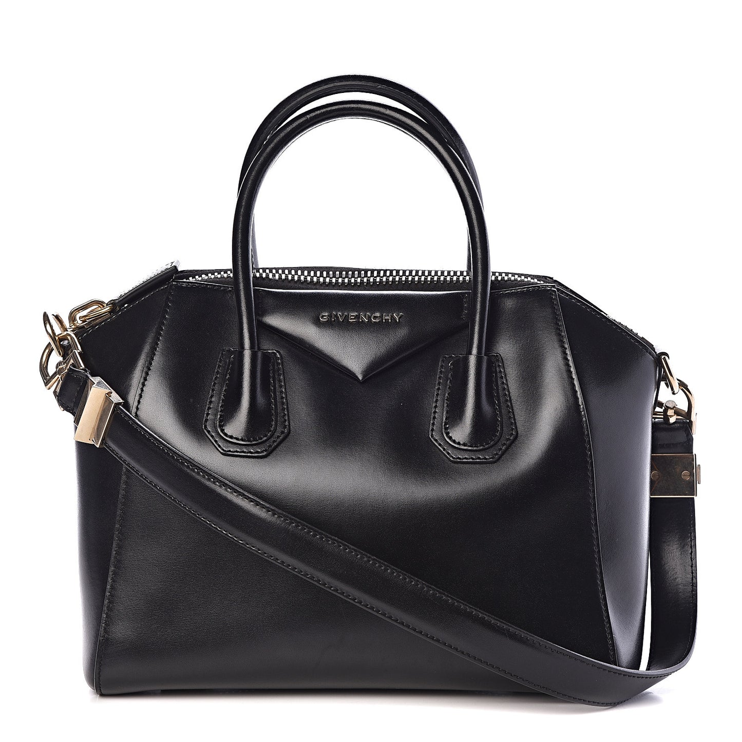 Shiny Lord Calfskin Small Antigona Black
