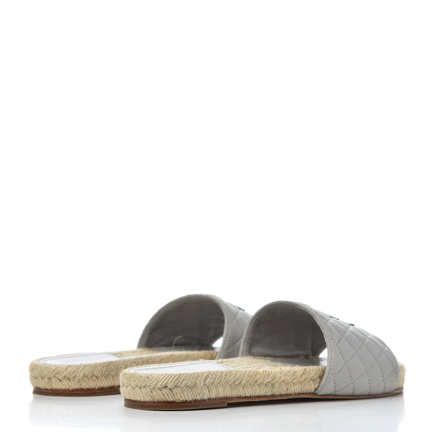 Chanel Lambskin Espadrille Mules 42 Light Grey 4 of 18