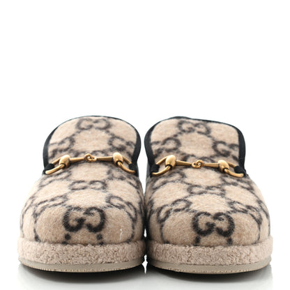 Gucci Covered Wool GG Monogram Womens Fria Horsebit Loafers 38.5 Beige Ebony Black Butterscotch 3 of 9