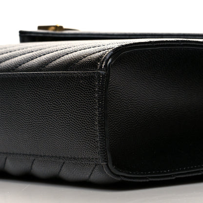 Saint Laurent Grain De Poudre Matelasse Chevron Large Monogram Satchel Black 9 of 9