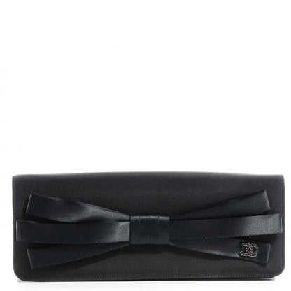 Chanel Satin Ribbon Bow Clutch Black 1 of 7