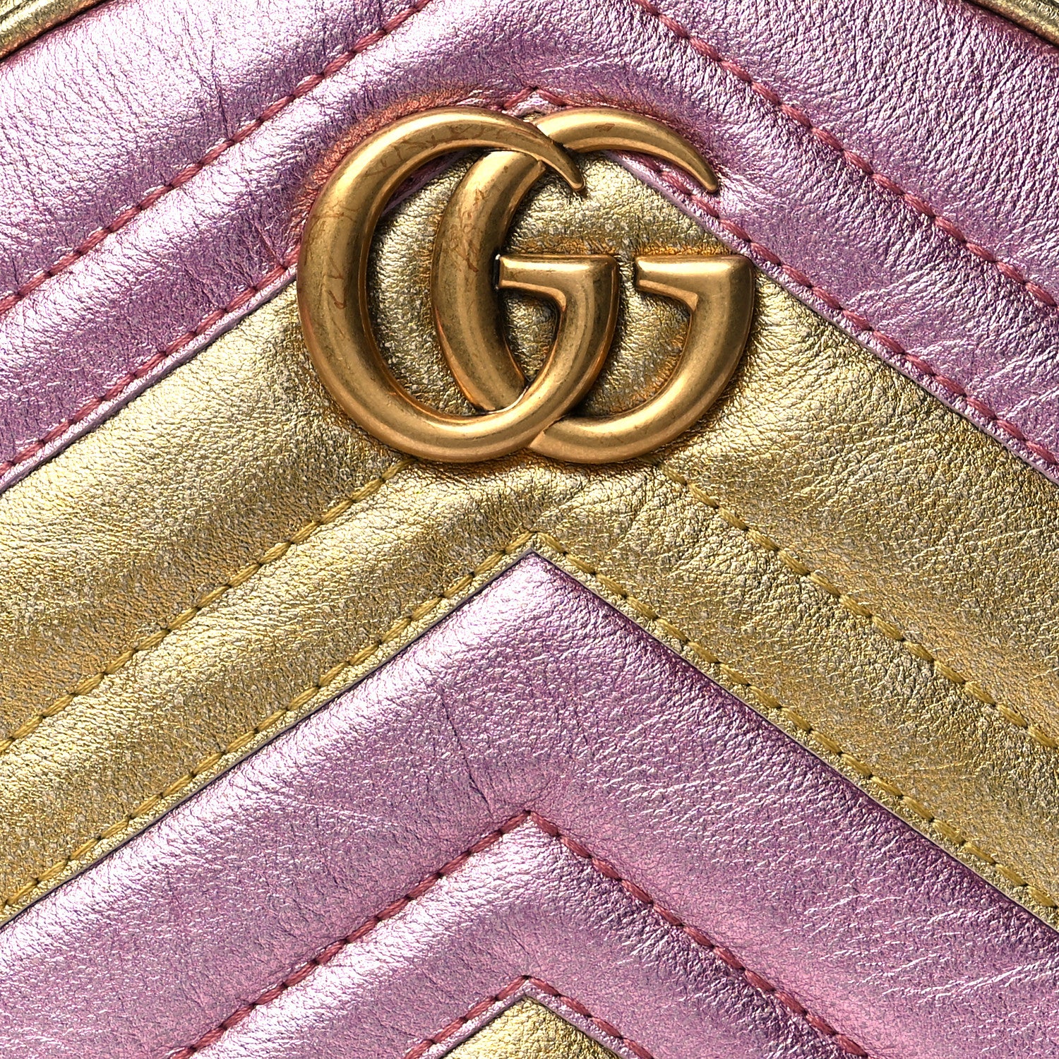 Gucci Metallic Nappa Matelasse Heart Mini GG Marmont Round Shoulder Bag Oro Vecchio Rosa 9 of 11