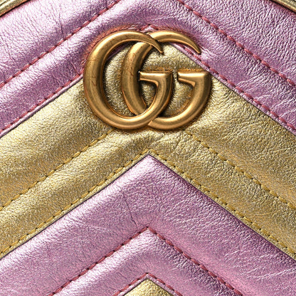 Gucci Metallic Nappa Matelasse Heart Mini GG Marmont Round Shoulder Bag Oro Vecchio Rosa 9 of 11