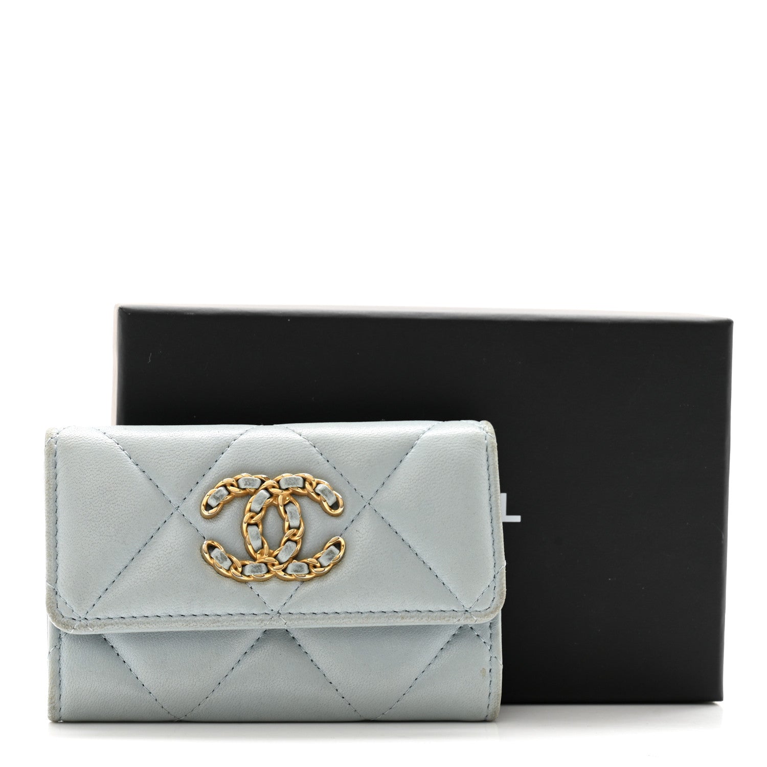 Chanel Lambskin Quilted 19 Flap Card Holder Light Blue 12 of 12