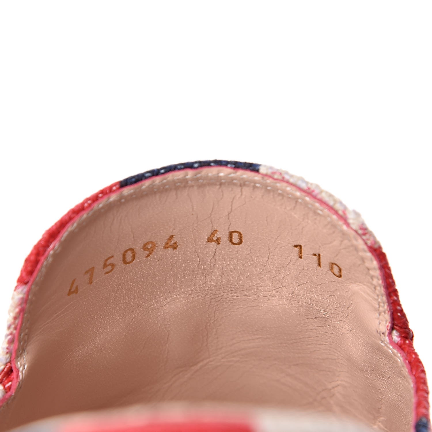 Gucci Canvas Sylvie Stripe Womens Princetown Slippers 40 Mystic White Hibiscus Red Maritime 8 of 9