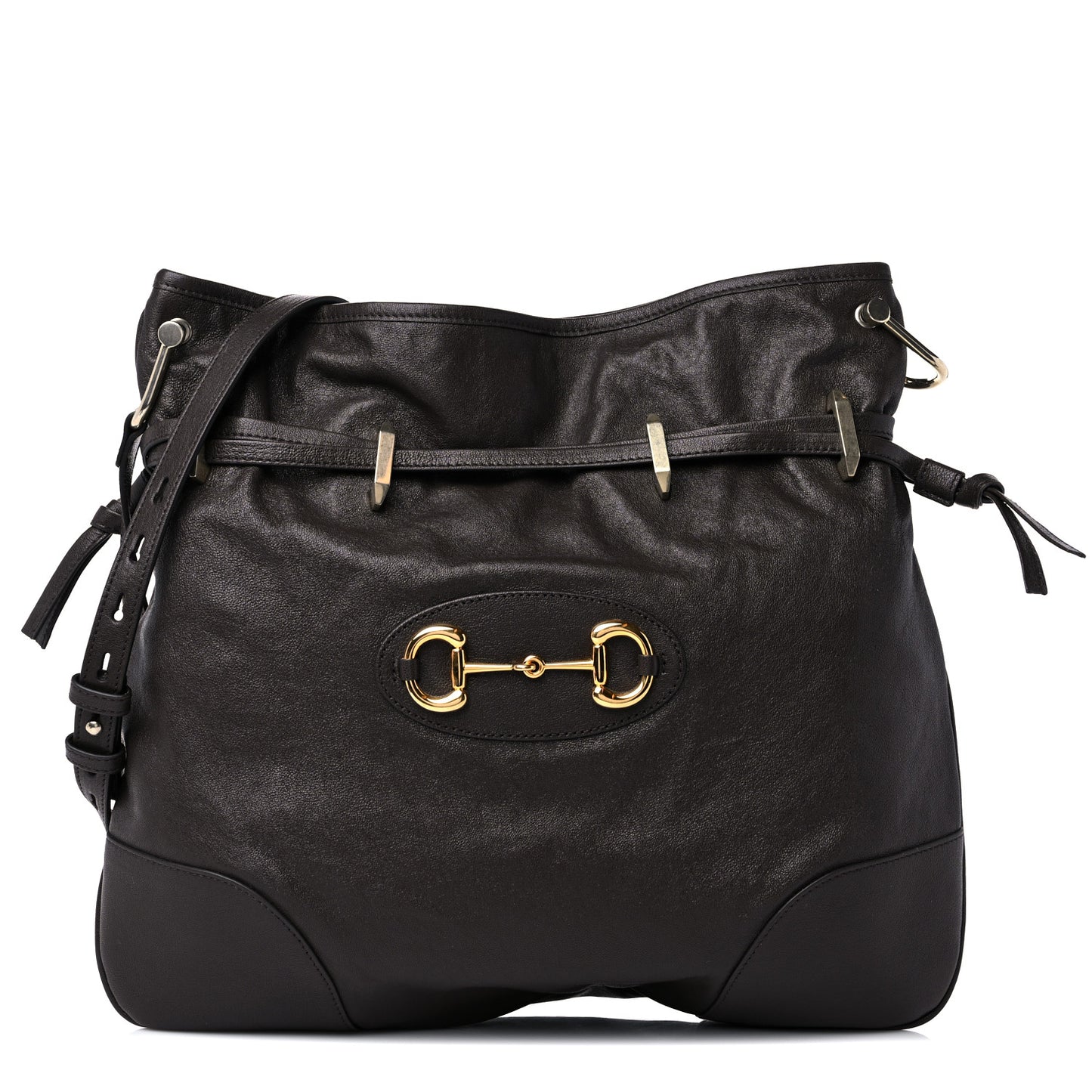 Sakai Be Green Calfskin Horsebit 1955 Cinch Top Messenger Bag Cocoa