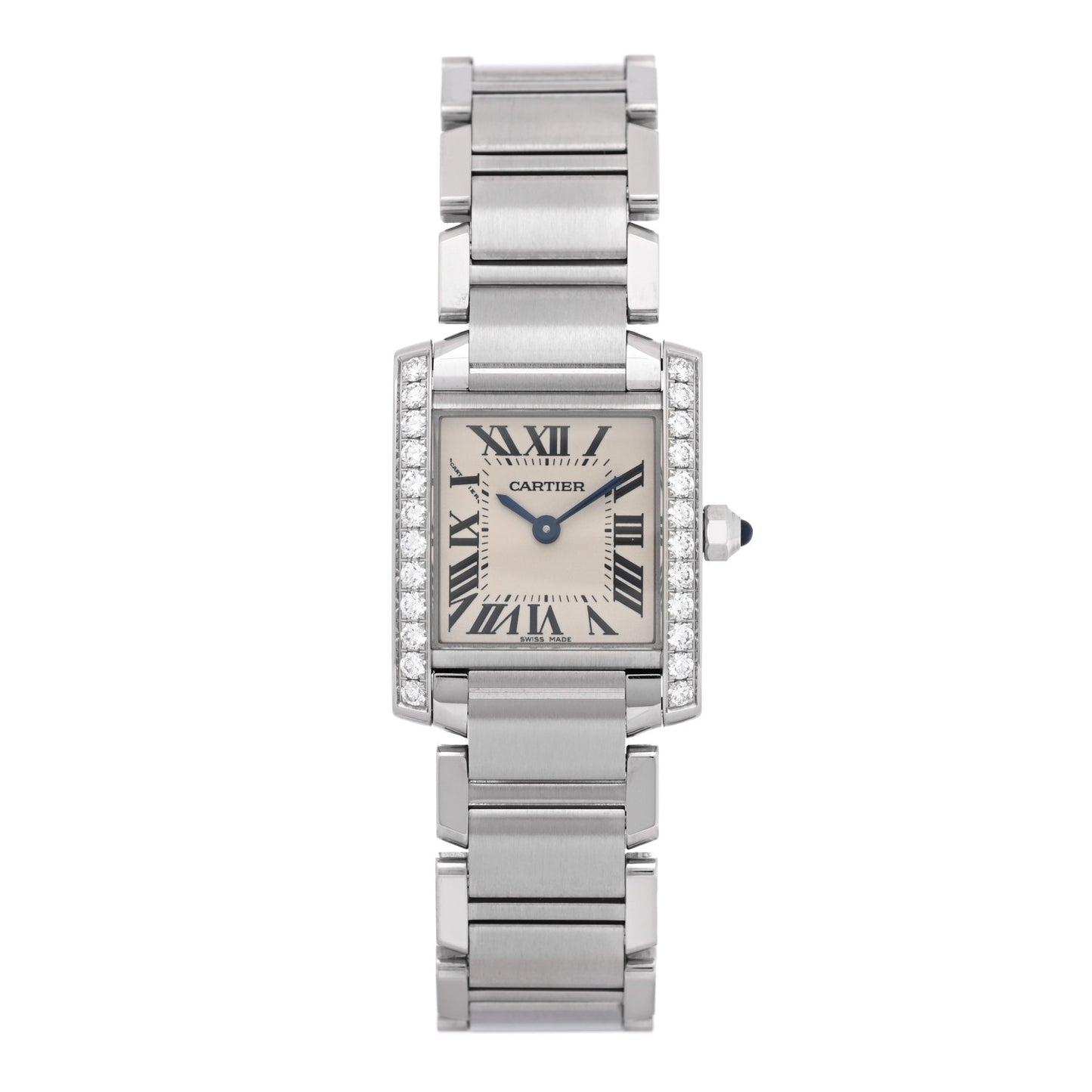 Stainless Steel Diamond Bezel 20mm Tank Francaise Quartz Watch