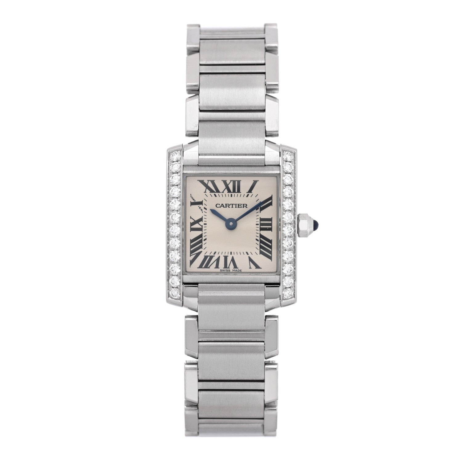 Cartier Stainless Steel Diamond Bezel 20mm Tank Francaise Quartz Watch 1 of 4