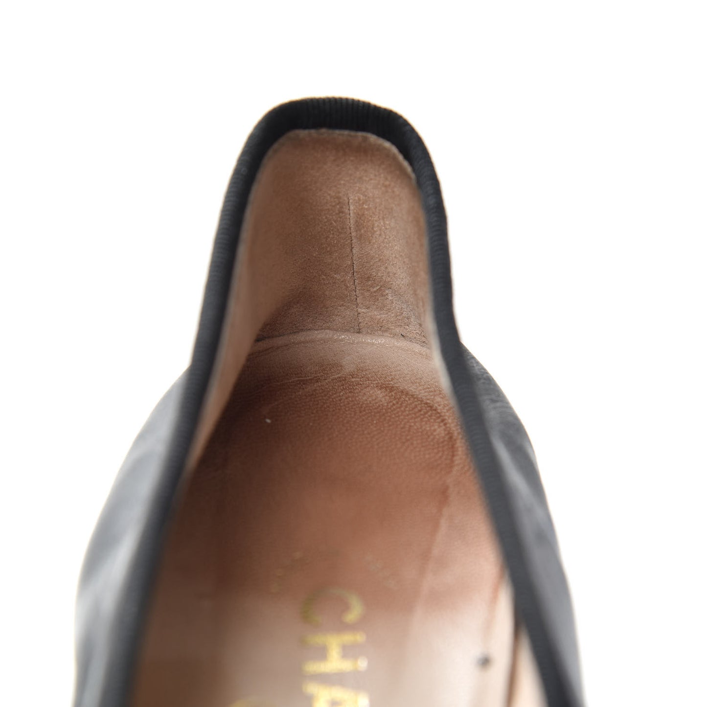 Lambskin Patent Cap Toe Ballerina Flats 40 Black