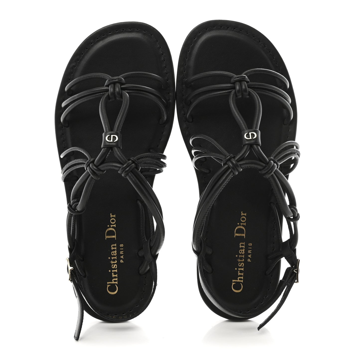 Lambskin Dioriviera D-Sand Sandals 36 Black