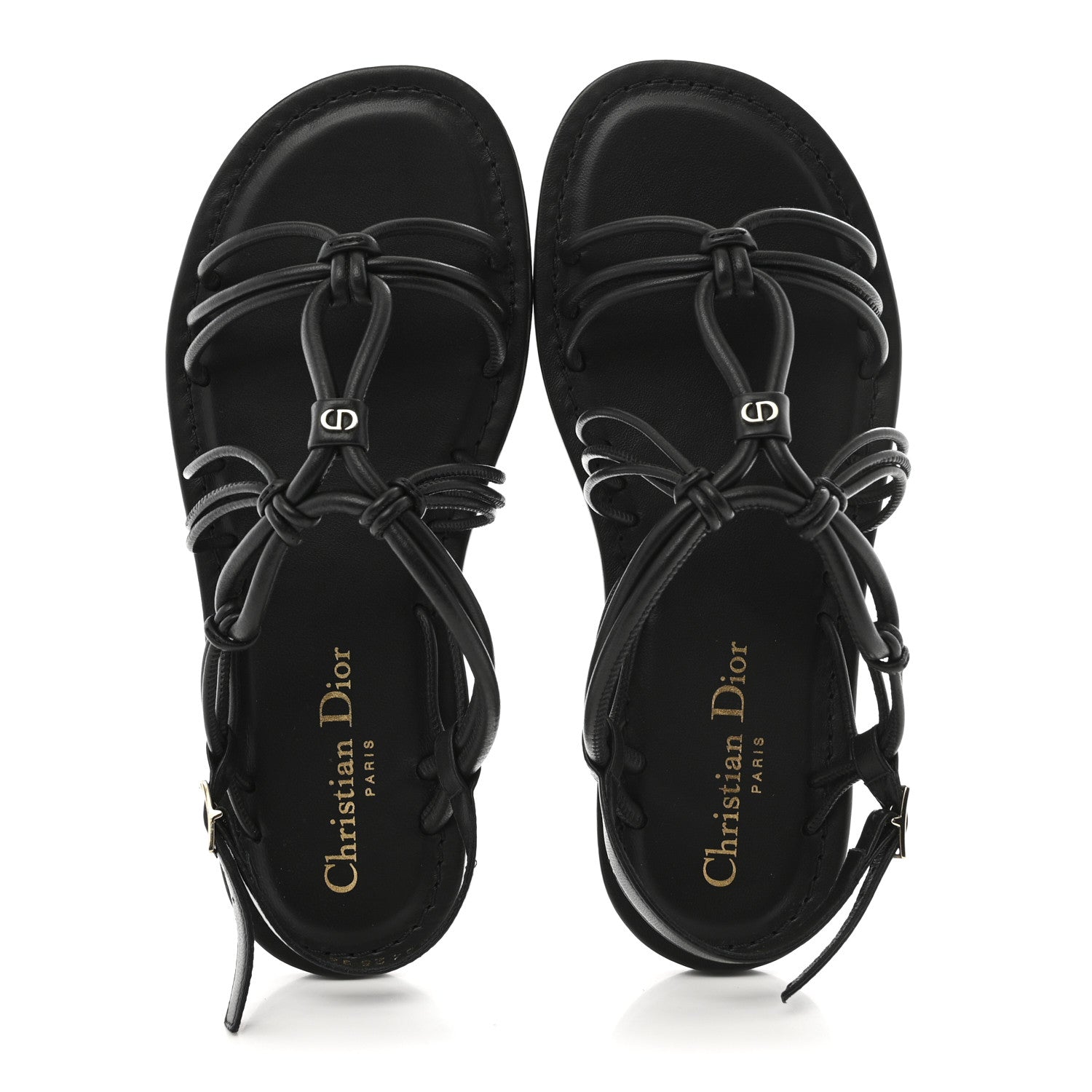 Christian Dior Lambskin Dioriviera D-Sand Sandals 36 Black 2 of 10
