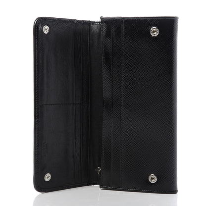 Prada Saffiano Vernice Crystal Studded Flap Wallet Black 5 of 8