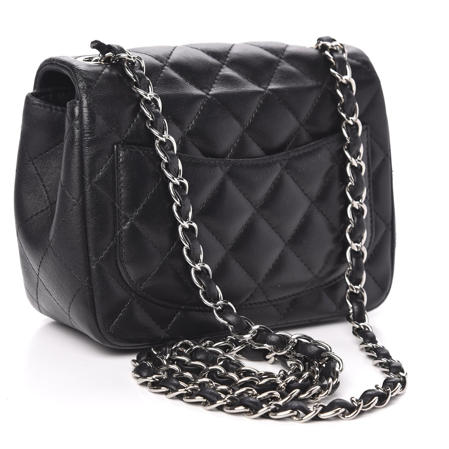 Lambskin Quilted Mini Square Flap Black