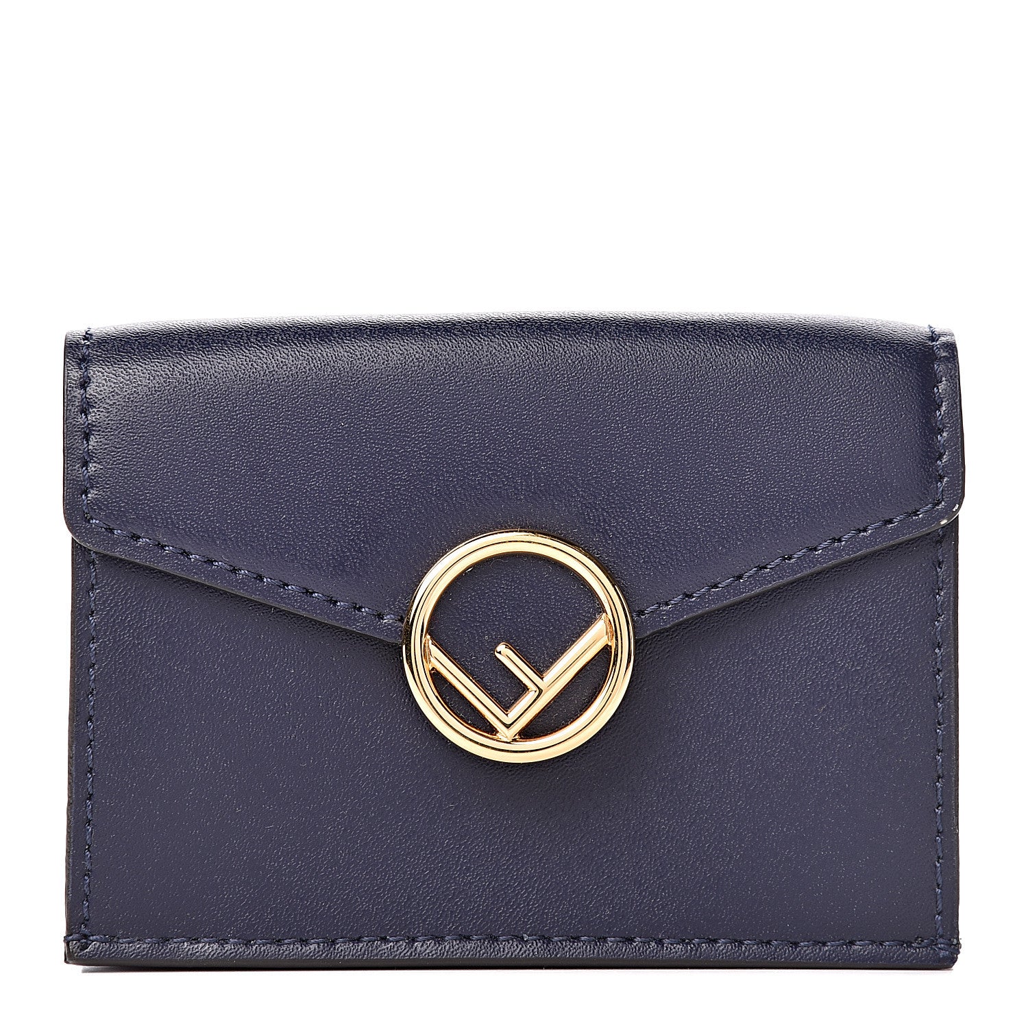 Fendi Vitello Liberty Lucido F is Fendi Micro Tri-Fold Envelope Wallet Blueberry 1 of 8
