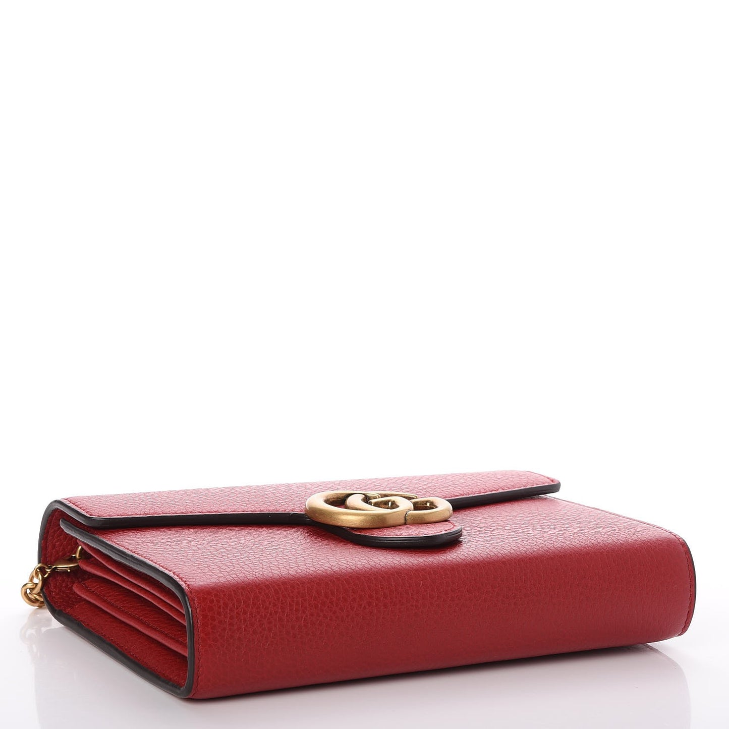 Calfskin GG Marmont Chain Wallet Vulcanic Red