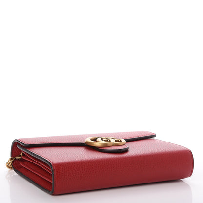 Gucci Calfskin GG Marmont Chain Wallet Vulcanic Red 4 of 7