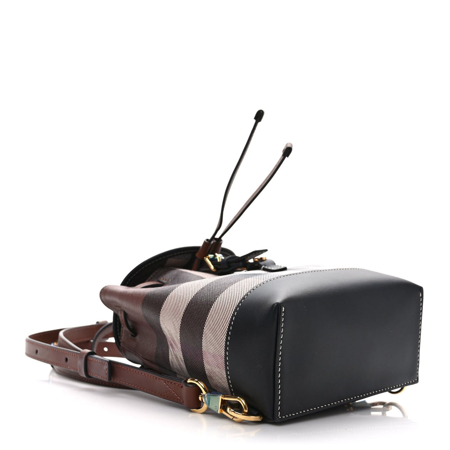 House Check Canvas Calfskin Micro Backpack Dark Birch Brown