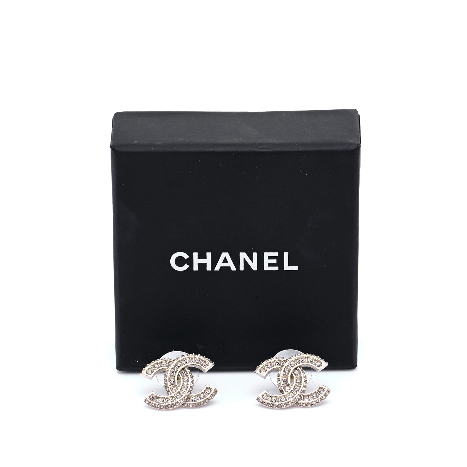 Chanel Crystal Timeless CC Earrings Light Gold 6 of 6