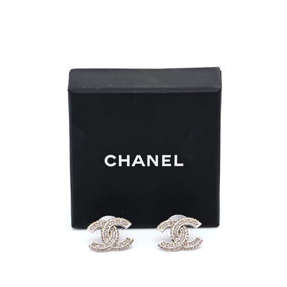 Chanel Crystal Timeless CC Earrings Light Gold 6 of 6