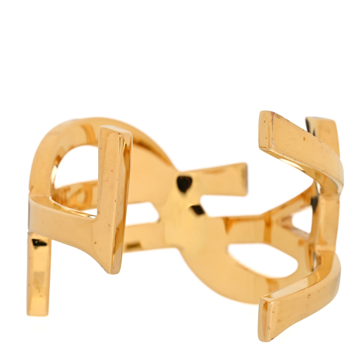 Saint Laurent Brass Monogram Medium Cuff Bracelet Gold 3 of 8