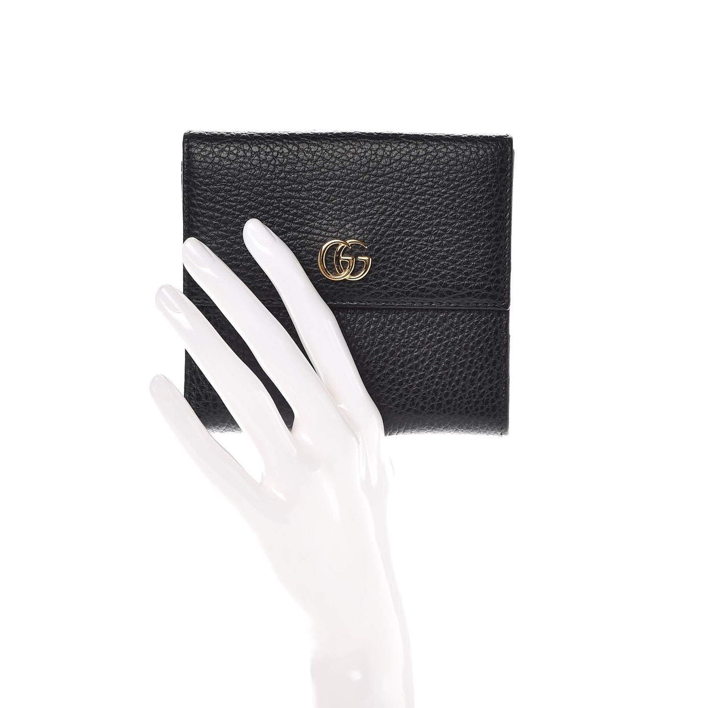 Dollar Calfskin Double G French Flap Wallet Black