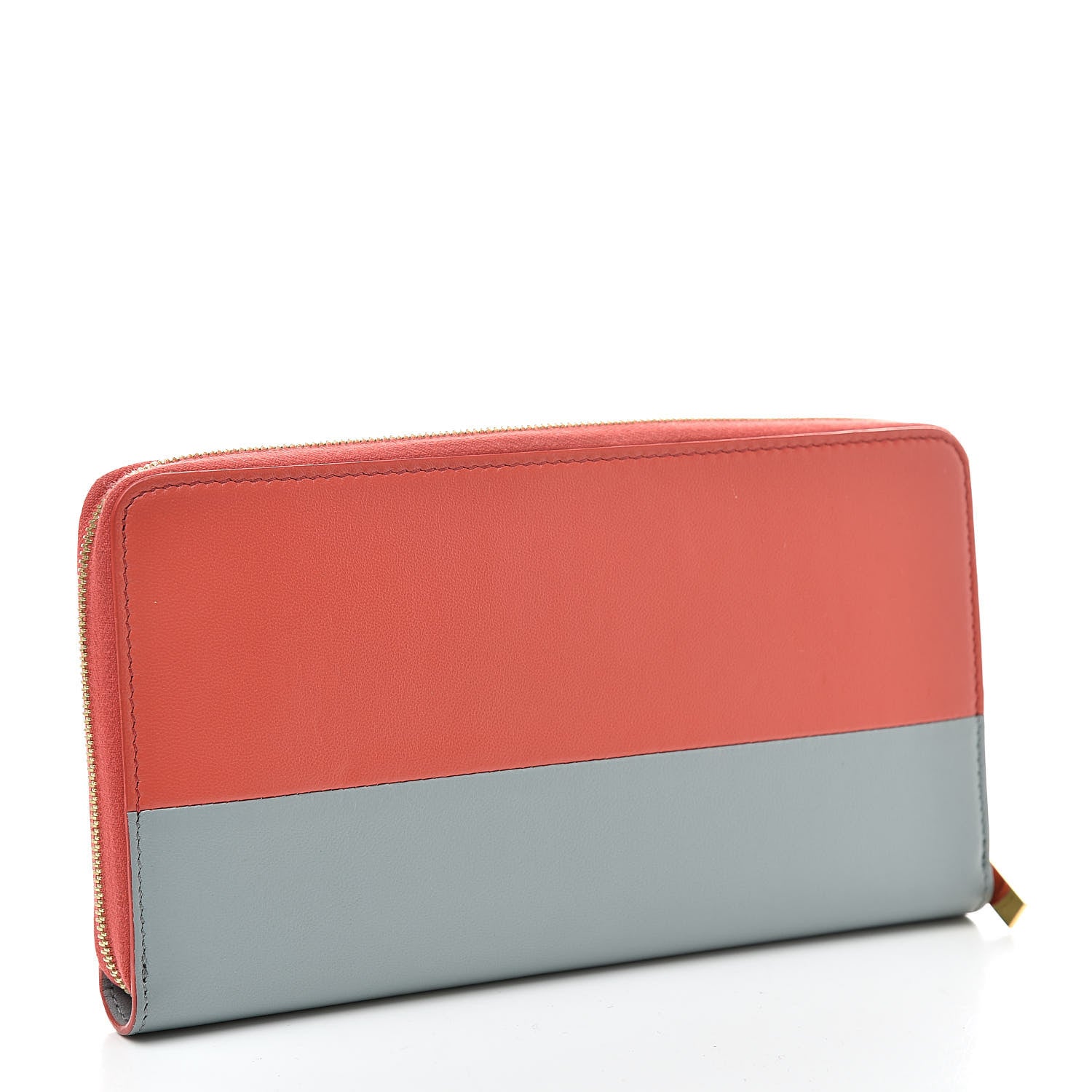 Celine Lambskin Large Zip Around Multifunction Wallet Orange Grey 3 of 10