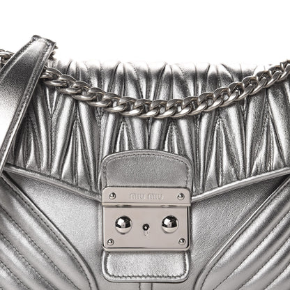 Miu Miu Nappa Matelasse Biker Shoulder Bag Cromo 10 of 10