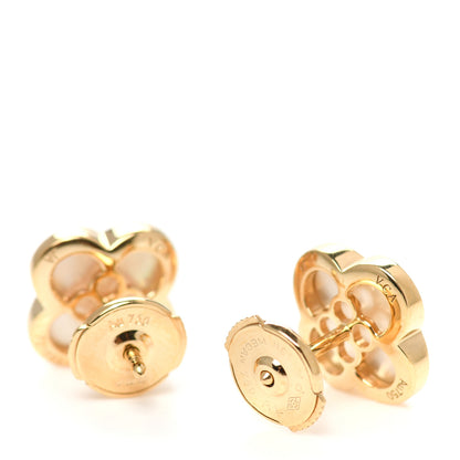 Van Cleef & Arpels 18K Yellow Gold Mother of Pearl Pure Alhambra Earrings 3 of 4