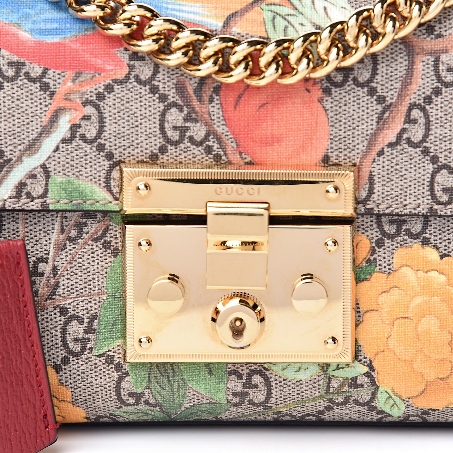 Gucci GG Supreme Monogram Tian Small Padlock Shoulder Bag Beige Multicolor New Acero 8 of 10