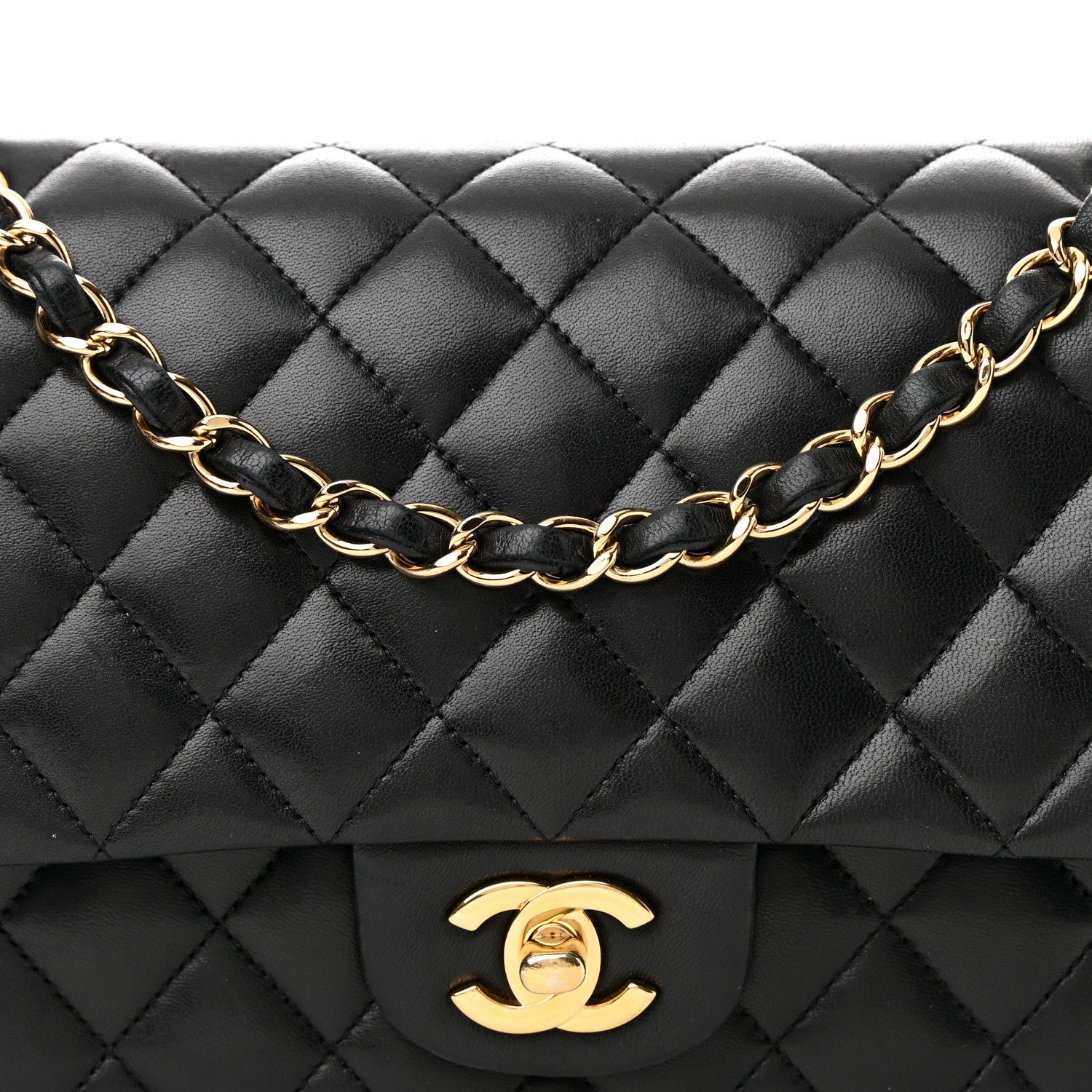 Chanel Lambskin Quilted Medium Double Flap Black 7 of 14