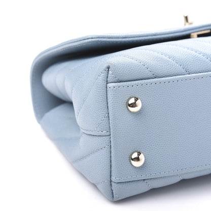 Chanel Caviar Chevron Quilted Mini Coco Handle Flap Light Blue 10 of 13