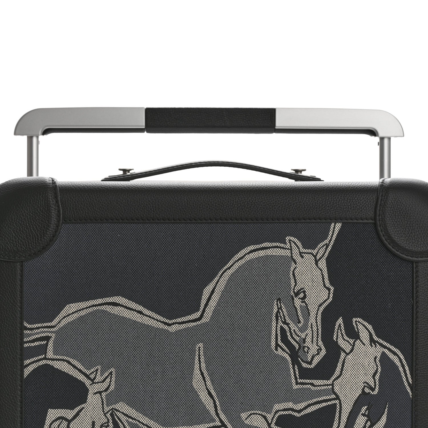 Hermes H Plume Canvas Taurillon Regate La Danse Des Chevaux R.M.S. Trolley Case Luggage Gris Fonce Ecru Black 6 of 8
