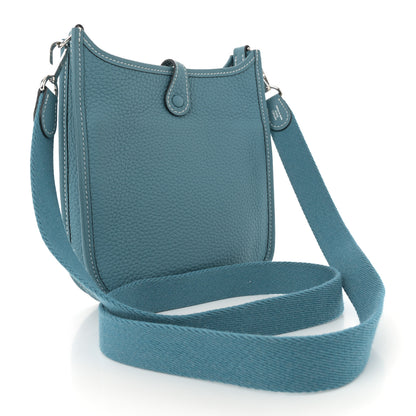 Hermes Taurillon Clemence Evelyne TPM New Blue Jean 3 of 11